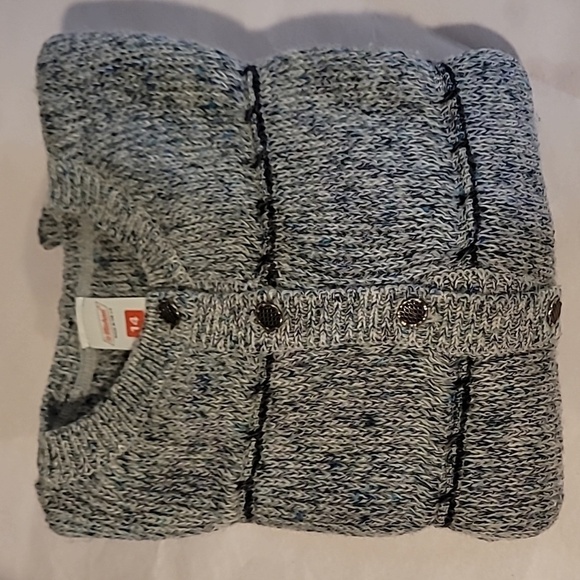 St. Michael Blue Gray Cardigan ~ Silver Buttons ~Puffy Sleeves ~ Made in the UK - Picture 15 of 15